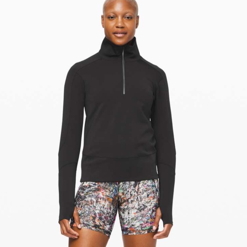 Lululemon black Run to Reset 1/2 zip pullover